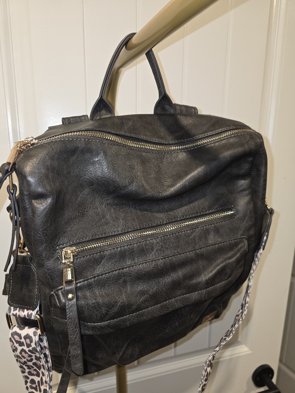 Pink Cove Convertible Bag Backpack Purse Leopard Strap